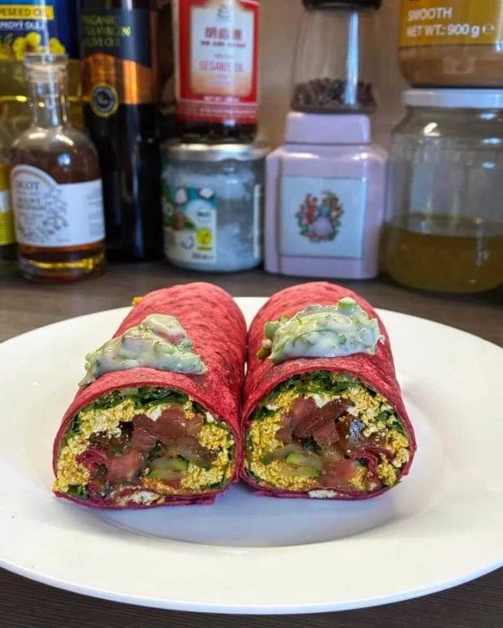 Tortilla s tofu praženicou a pikantným dipom